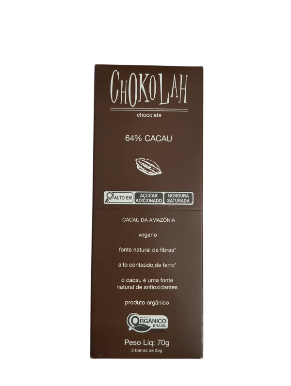 Chocolate Orgânico 64% Cacau - ChokolaH